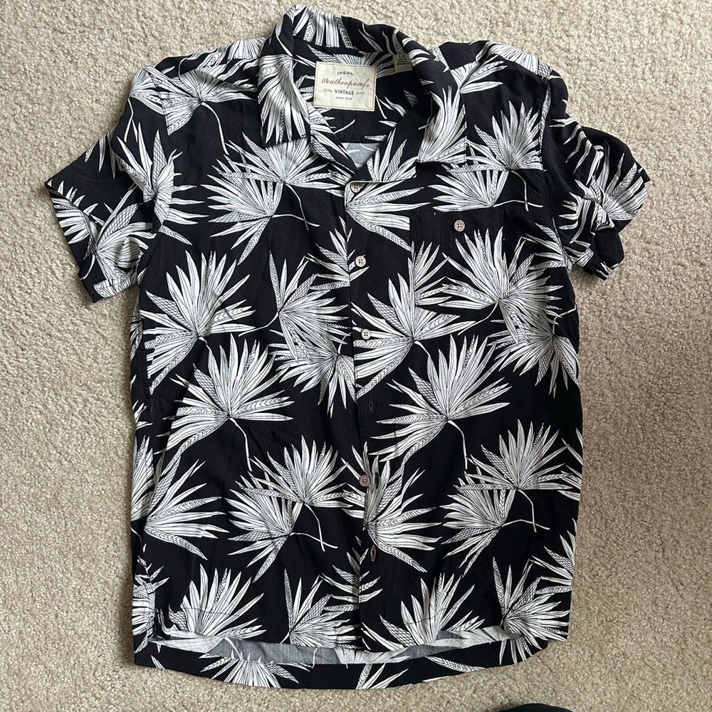 Black and White Palm Leaf Shirt